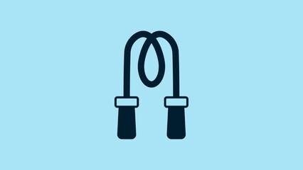 Canvas Print - Blue Jump rope icon isolated on blue background. Skipping rope. Sport equipment. 4K Video motion graphic animation