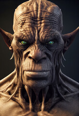 CGI render of Fantasy Orc portrait looking scary fantasy concept art