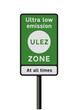 Vector illustration of the ULEZ (Ultra Low Emission Zone) road sign on black metallic pole