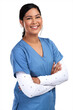 © peopleimages.com - Portrait of a beautiful young doctor standing with arms folded Isolated on a PNG background.