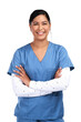 © peopleimages.com - Portrait of a beautiful young doctor standing with arms folded Isolated on a PNG background.
