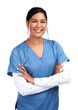 © peopleimages.com - Portrait of a beautiful young doctor standing with arms folded Isolated on a PNG background.
