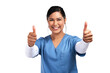 © peopleimages.com - Portrait of a young doctor showing a thumbs up sign Isolated on a PNG background.
