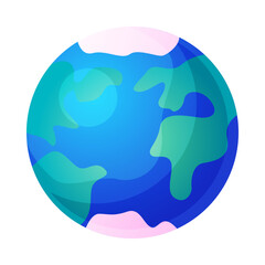 Wall Mural - Blue Earth Planet with Land and Ocean Vector Illustration