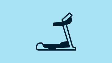 Sticker - Blue Treadmill machine icon isolated on blue background. 4K Video motion graphic animation