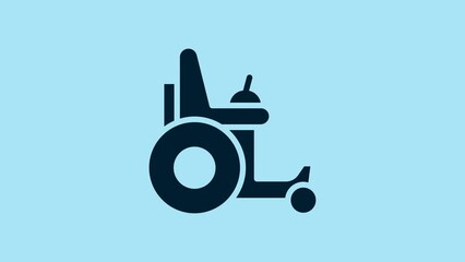 Sticker - Blue Electric wheelchair for disabled people icon isolated on blue background. Mobility scooter icon. 4K Video motion graphic animation