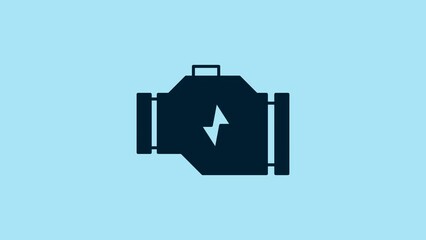 Canvas Print - Blue Check engine icon isolated on blue background. 4K Video motion graphic animation