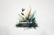 Funeral Grave with Flowers and Birds - Watercolour (Generative AI Art)