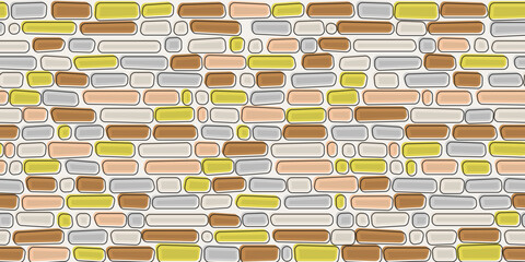 Poster - Hand drawn abstract bricks. Vector brick wall painted and seamless.
