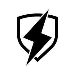 Wall Mural - shield with lightning bolt icon