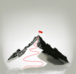 Mountain climbing route to peak,Generative AI illustration
