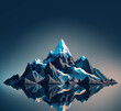 Digital mountain with reflexion in lake, Generative AI illustration