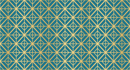 Poster - Abstract background with islamic ornament. Golden lined tiled motif. Arabic geometric seamless ornament pattern. Arabic geometric texture. Islamic background. Vector illustration