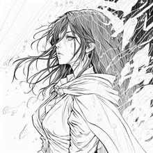 Anime Style Woman, It's Raining
