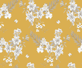  Classic Popular Flower Seamless pattern background.Perfect for wallpaper, fabric design, wrapping paper, surface textures, digital paper.