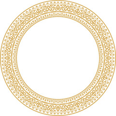 Wall Mural - Vector round gold seamless classic byzantine ornament. Infinite circle, border, frame Ancient Greece, Eastern Roman Empire. Decoration of the Russian Orthodox Church..