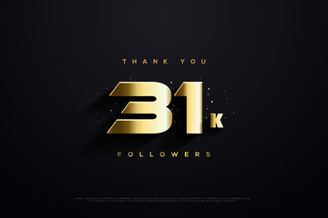 Wall Mural - 31k followers with big gold numbers.