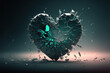 Broken Heart with Shattered Glass Texture, with Generative AI Technology Assistance Licensed for Commercial Use