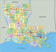 Louisiana - Highly detailed editable political map with labeling.