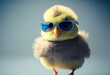 © ink drop - Cute spring baby chick wearing cool sunglasses. Generative ai