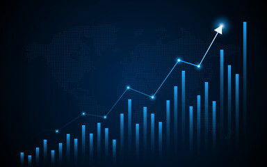 Aufkleber - Business growth graph or profitable investment concept. The arrow increases the company's future growth.
