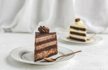 Served Delicious Chocolate Cake With Topping
