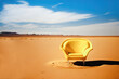 © ADDICTIVE STOCK - Yellow chair in the middle of the desert. Generative AI