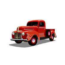 Retro Classic Old Electric Truck Car On White Background