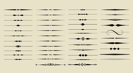 Set of decorative divider elements. Border flourish collection. Vector.