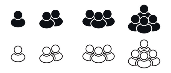 Poster - People icons. People icons in modern simple flat and lines design. People black vector icon, isolated on white background. Vector illustration 10 eps.