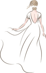 Wall Mural - Sketch of bride in white dress