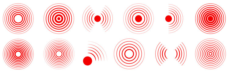 Poster - Radar icons set. Collection sonar sound waves. Radar icon. Sonar wave sign. Big set on the white background - stock vector.