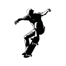 Silhouette Of A Skateboarder Jumping