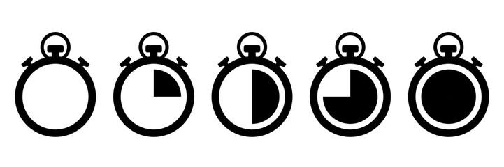 Poster - Timer and stopwatch vector icons set. Countdown timer vector icons. Time management. Deadline, punctuality and time management and optimization Countdown 5, 10, 20, 30, 60 minutes. Vector illustration
