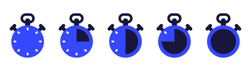 Poster - Timer and stopwatch vector icons set. Countdown timer vector icons. Time management. Deadline, punctuality and time management and optimization Countdown 5, 10, 20, 30, 60 minutes. Vector illustration