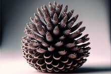  A Pine Cone Shaped Object Sitting On A Table Top With A Gray Background Behind It And A Light Reflection On The Ground Below It, And A Light Reflecting On The Surface, With A. Generative Ai