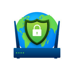 Poster - secure connection icon vector illustration isolated on white background, flat style secured ssl shie