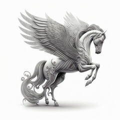 Poster - a white pegasus statue on a white background