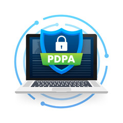 Poster - personal data protection act - pdpa. secure data. shield icon. vector stock illustration.