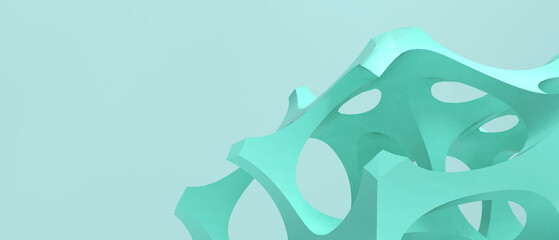 Aufkleber - Creative idea and Futuristic Geometric shapes for technology development and success of folding paper concept on green background. Inspiration, copy space, digital, banner, website -3d Rendering