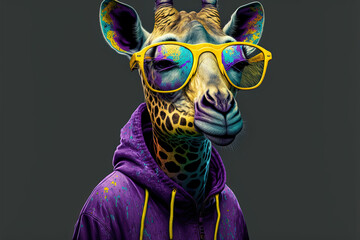 Poster - Style giraffe. vibrant colors. Illustration. art