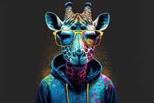 Style Giraffe. Vibrant Colors. Illustration. Art