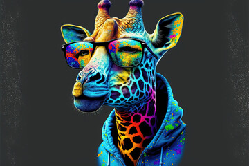 Poster - Style giraffe. vibrant colors. Illustration. art