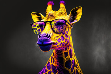 Sticker - Style giraffe. vibrant colors. Illustration. art