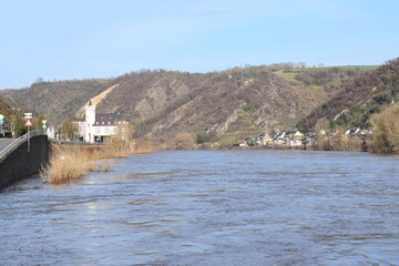 Canvas Print - Moselhochwasser bei Kobern-Gondorf