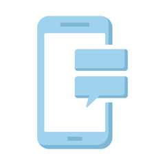 Poster - phone with bubble text message icon. smartphone conversation message text symbol for apps and websites with transparent background PNG