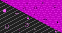 Seamless Loop Pink Black Flat Moving Lines And Abstract Shapes Animated Motion Graphics Background.