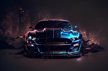 car, golden car, neon car, white car, black car, sports car wallpaper concept, new car launch, car, dark, sport, ai generated