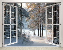 Open Window With A View Of The Winter Forest
