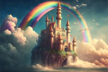  A Castle With A Rainbow In The Sky Above It And A Rainbow In The Sky Above It, And A Rainbow In The Sky Above It, And A Rainbow In The Clouds, And A Rainbow, And A Rainbow,.